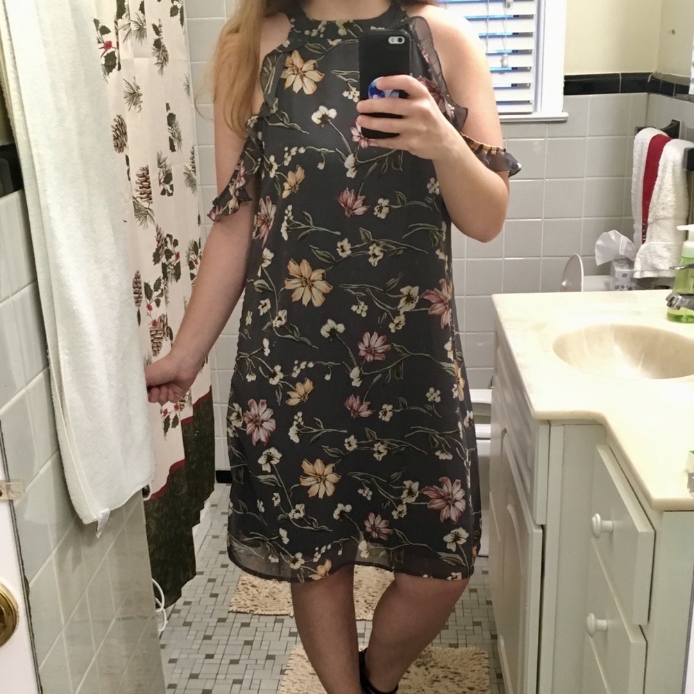 A-line floral halter dress